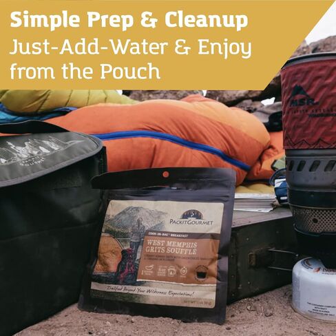 Packit Gourmet West Memphis Grits Soufflé | Premium Freeze Dried Backpacking & Camping Food | Large Portions | High Protein | Just Add Water Meal | All-Natural Ingredients | Made in USA | Freeze-Dried and Dehydrated Foods in Saudi Arabia