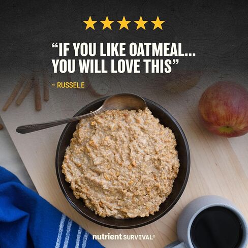 High Protein Oatmeal Instant, Hearty Apple Cinnamon, Freeze Dried Prepper Supplies & Emergency Food Supply, 40 Essential Nutrients, Gluten Free, Shelf Stable Up to 25 Years, One Can, 18 Servings in Saudi Arabia