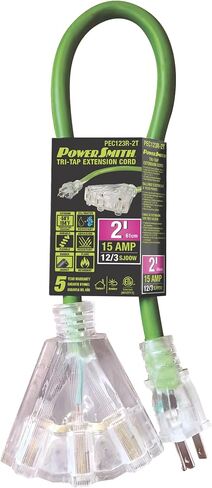 PowerSmith 25 ft. Medium Duty Extension Cord 14/3 SJOOW 15 Amp Indoor/Outdoor Locking, Lighted End, -58°F to 194°F, 5-Year Warranty in Saudi Arabia
