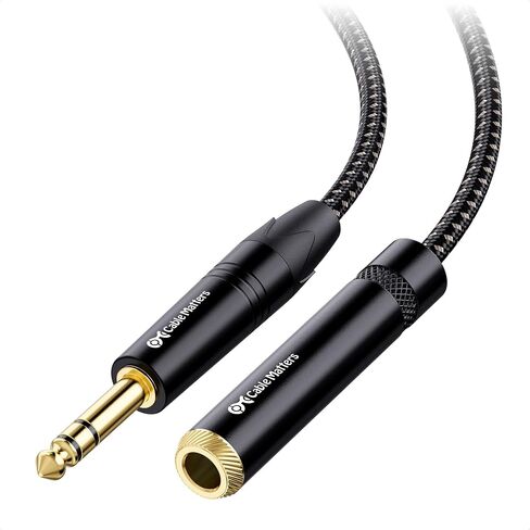 Cable Matters Braided 1/4 Inch TRS Extension Cable, 6ft | 1/4 Inch Male to Female Cable, Male-to-Female Extension, Braided Jacket, Gold-Plated Connectors in Kuwait