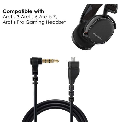 Replacement Audio Cable Cord, Compatible for SteelSeries Arctis 3 /Arctis 5/ Arctis 7 /Arctis Pro Wireless Gaming Headphones (Audio Cable, Black) in Saudi Arabia