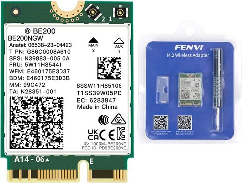FENVI BE200NGW WiFi 7 Wireless Card,5800Mbps Tri-Band 6GHz/5GHz/2.4GHz with Intel BE200, Bluetooth 5.4,M.2 2230 E-Key for Intel 12th Gen+ Gaming Laptop PC, 8K Streaming Network Adapter in Saudi Arabia