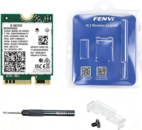 FENVI BE200NGW WiFi 7 Wireless Card,5800Mbps Tri-Band 6GHz/5GHz/2.4GHz with Intel BE200, Bluetooth 5.4,M.2 2230 E-Key for Intel 12th Gen+ Gaming Laptop PC, 8K Streaming Network Adapter in Saudi Arabia