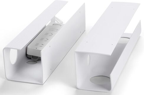 ZhiYo 2 Pack Large Capacity Cable Management Tray, Under Desk Cable Tray 31.5in(2X L15.7in), PVC Standing Desk Cord Management Ideas, Cable Organizer for Office and Home - White in Saudi Arabia