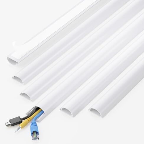 Yecaye 42.5in Cord Cover, Half Round Cord Hider, W1.18 x H0.43in, White | Self-Adhesive Cord Covers for Wires on Wall, Medium Curved Wire Hider for 1-2 Cord in Saudi Arabia