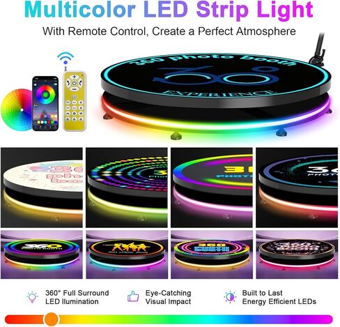 360 Photo Booth Machine 31.9in 3-6 PPL for Parties,Free Custom Logo,RGB Square Lights Long Battery Life 6-8H,Portable Automatic Slow Motion 360 Spin Camera Booth for Party (31.9"/80cm) in Saudi Arabia