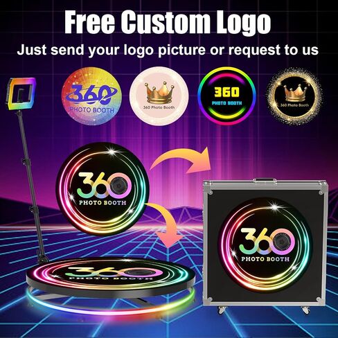 360 Photo Booth Machine 31.9in 3-6 PPL for Parties,Free Custom Logo,RGB Square Lights Long Battery Life 6-8H,Portable Automatic Slow Motion 360 Spin Camera Booth for Party (31.9"/80cm) in Saudi Arabia