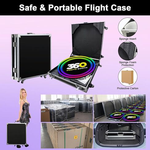360 Photo Booth Machine 31.9in 3-6 PPL for Parties,Free Custom Logo,RGB Square Lights Long Battery Life 6-8H,Portable Automatic Slow Motion 360 Spin Camera Booth for Party (31.9"/80cm) in Saudi Arabia
