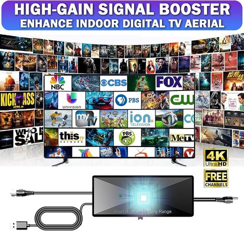 2026 TV Antenna Amplifier Signal Booster, High Gain Digital HDTV Antenna Booster, TV Signal Amplifier for Indoor & Outdoor Antennas, Low Noise UHF/VHF Reception, USB Powered, Smart TV Compatible in Saudi Arabia