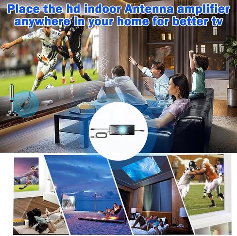2026 TV Antenna Amplifier Signal Booster, High Gain Digital HDTV Antenna Booster, TV Signal Amplifier for Indoor & Outdoor Antennas, Low Noise UHF/VHF Reception, USB Powered, Smart TV Compatible in Saudi Arabia