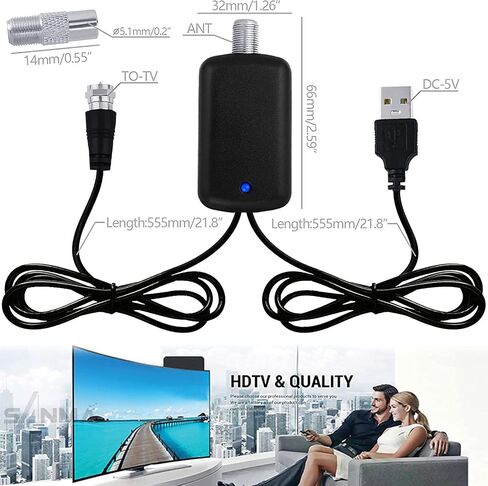 TV Antenna Amplifier, Antenna Signal Booster for TV Indoor, Low Noise/Clears Up Pixelated Amplifier, High Gain Signal Booster, USB Powered with LTE Filter Kit in Saudi Arabia