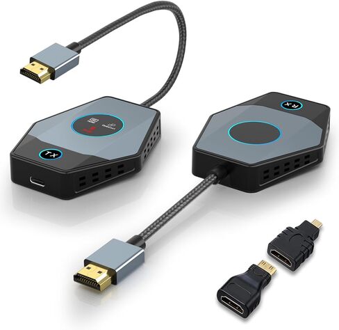 Wireless HDMI Transmitter & Receiver 4K, 2.4/5G Screen Mirror Display Adapter & Extender Kit, Cast Video Audio from Laptop, Camera, PC, i-Pone, i-Pad, Tablet, PS 3/4 to Monitor, TV, Projector in Saudi Arabia