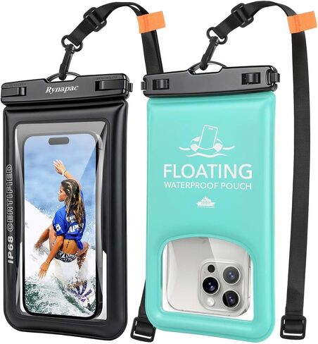 Rynapac IP68 Waterproof Phone Pouch Floating, Waterproof Phone Case 2 Pack | Touchscreen, HD Underwater Photos, Up to 9.0'' for iPhone 17 16 15 14 Pro Max, Adjustable Lanyard, Beach & Cruise Essentials in Kuwait