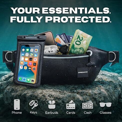 DRENCH Waterproof Fanny Pack with Floating Phone Pouch, IPX8 Submersible Waist Pack Dry Bag for Swimming, Snorkeling, Kayaking & SUP, Waterproof Belt Bag for Beach, Travel & Water Sports in Saudi Arabia