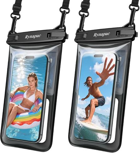 Rynapac Waterproof Phone Pouch Floating, 2 Pack IPX8 Dry Bag [Up to 8.5''] | Touchscreen & Underwater Photography, Adjustable Lanyard, for iPhone 17 16 15 Pro Max, Beach Cruise Essentials 2026 in Kuwait
