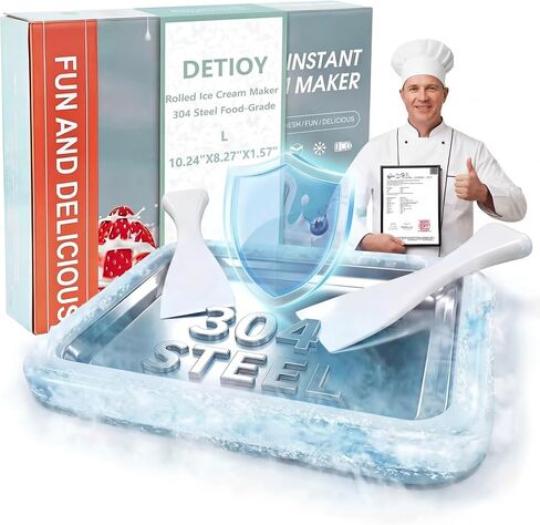Rolled Ice Cream Maker Kit 2026 Upgraded-【Italy-SOAR-SUS-304】 Stainless Steel- DIY Rolled Ice Cream Tray 【Upgraded High-Freezing Refrigeration】 with 2 Scrapers -Large in Saudi Arabia