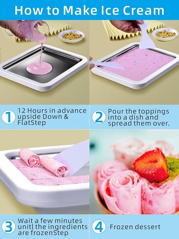 Rolled Ice Cream Maker with Lid, Instant Ice Cream Roller Tray with 2 Spatulas,316 Food Grade Premium Stainless Steel Roll Ice Cream Tray for Fun Family Activities, DIY Parent-Child Time in Saudi Arabia