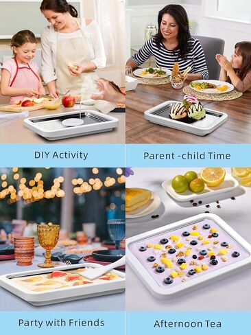 Rolled Ice Cream Maker with Lid, Instant Ice Cream Roller Tray with 2 Spatulas,316 Food Grade Premium Stainless Steel Roll Ice Cream Tray for Fun Family Activities, DIY Parent-Child Time in Saudi Arabia