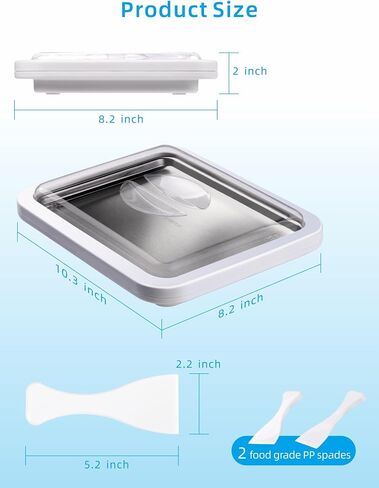 Rolled Ice Cream Maker with Lid, Instant Ice Cream Roller Tray with 2 Spatulas,316 Food Grade Premium Stainless Steel Roll Ice Cream Tray for Fun Family Activities, DIY Parent-Child Time in Saudi Arabia