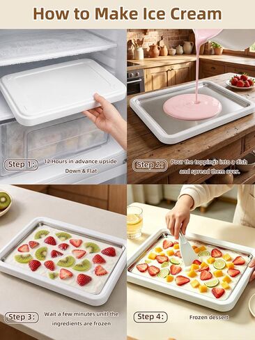 13.8 * 9.5 Inch Extra Large Rolled Ice Cream Maker, Rolled Ice Cream Tray | Ice Cream Roller Maker Use 304 Food Grade Premium Stainless Steel, Make Instant Ice Cream with Family at Home with 2 Spatulas in Saudi Arabia