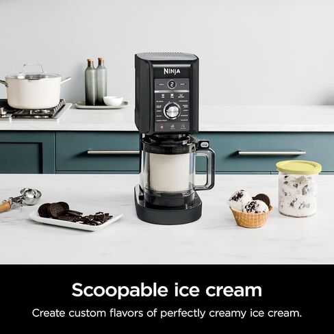 Ninja (Refurbished) NC501 CREAMi Deluxe 11-in-1 Ice Cream & Frozen Treat Maker with 2 XL Family Size Pint Containers, Black (Renewed) in Saudi Arabia