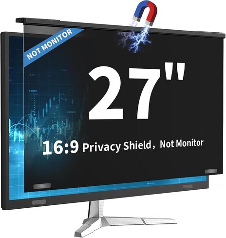 Magnetic 27 Inch Hanging Computer Privacy Screen for 16:9 Monitors | Removable Anti Glare & Blue Light & UV Filter Reduces Eye Strain, ±30° Privacy Keeps Data Safe, Lightweight for Home Office in Saudi Arabia