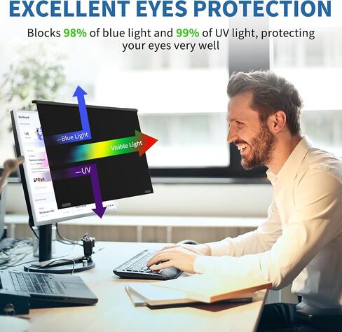 Magnetic 27 Inch Hanging Computer Privacy Screen for 16:9 Monitors | Removable Anti Glare & Blue Light & UV Filter Reduces Eye Strain, ±30° Privacy Keeps Data Safe, Lightweight for Home Office in Saudi Arabia