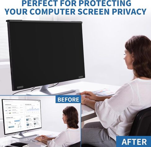 Magnetic 27 Inch Hanging Computer Privacy Screen for 16:9 Monitors | Removable Anti Glare & Blue Light & UV Filter Reduces Eye Strain, ±30° Privacy Keeps Data Safe, Lightweight for Home Office in Saudi Arabia