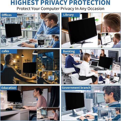 Magnetic 27 Inch Hanging Computer Privacy Screen for 16:9 Monitors | Removable Anti Glare & Blue Light & UV Filter Reduces Eye Strain, ±30° Privacy Keeps Data Safe, Lightweight for Home Office in Saudi Arabia