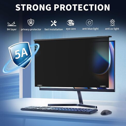 Magnetic 27 Inch Hanging Computer Privacy Screen for 16:9 Monitors | Removable Anti Glare & Blue Light & UV Filter Reduces Eye Strain, ±30° Privacy Keeps Data Safe, Lightweight for Home Office in Saudi Arabia