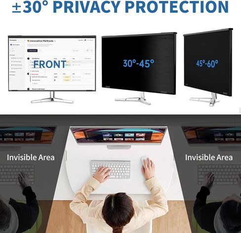 Magnetic 27 Inch Hanging Computer Privacy Screen for 16:9 Monitors | Removable Anti Glare & Blue Light & UV Filter Reduces Eye Strain, ±30° Privacy Keeps Data Safe, Lightweight for Home Office in Saudi Arabia