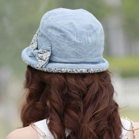 CACUSS Women's Foldable Floral Bucket Hat Rolled Brim with Bowknot in Saudi Arabia