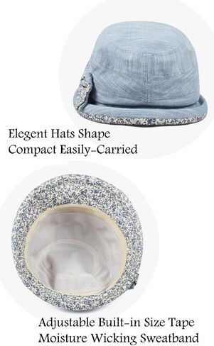 CACUSS Women's Foldable Floral Bucket Hat Rolled Brim with Bowknot in Saudi Arabia