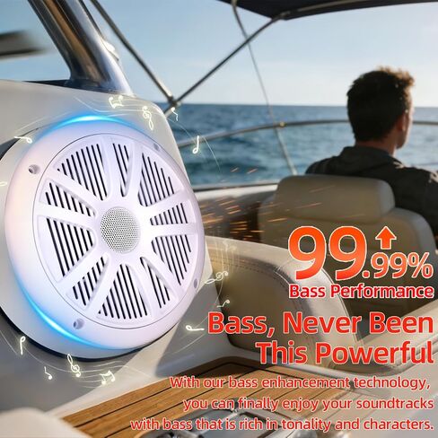 800W 6.5 Inch Marine Speakers - 2 Way Waterproof UV Weather Resistant Outdoor Stereo Sound System, High-Fidelity Audio for Boats, RVs, Cars, Golf Carts, Hot Tubs, Indoor/Outdoor DIY Use in Saudi Arabia