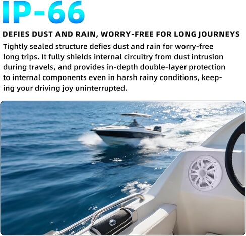 800W 6.5 Inch Marine Speakers - 2 Way Waterproof UV Weather Resistant Outdoor Stereo Sound System, High-Fidelity Audio for Boats, RVs, Cars, Golf Carts, Hot Tubs, Indoor/Outdoor DIY Use in Saudi Arabia