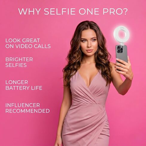 LITTIL Selfie One Pro - Ring Light for Phone, iPhone, Android or Laptop | 3 Adjustable Light Modes | Rechargeable Batteries | Removeable Clip | Perfect for Beauty, Influencers, Creators in Saudi Arabia