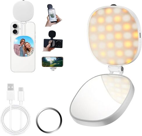 SJZXVZ Magnetic Selfie Light, 3-Mode Phone Light Compatible with Phone Magsa for Selfies/Photography/TikTok/Zoom Calls/Video Conference, Long-Lasting & Rechargeable, CRI97 in Saudi Arabia