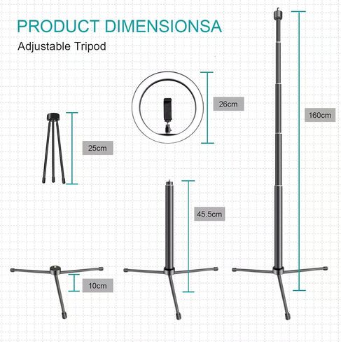 10" Selfie Ring Light with 10" Stand and 60" Selfie Stick, 3 Color Light Adjustment Suitable for Phones and Cameras, Makeup/Live Streaming/Taking Photos in Saudi Arabia