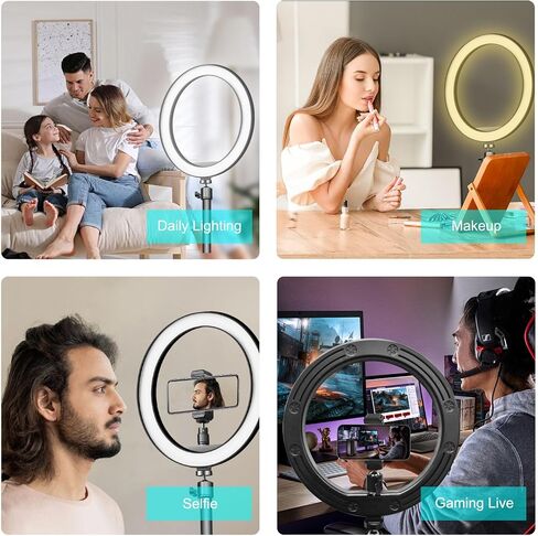 10" Selfie Ring Light with 10" Stand and 60" Selfie Stick, 3 Color Light Adjustment Suitable for Phones and Cameras, Makeup/Live Streaming/Taking Photos in Saudi Arabia