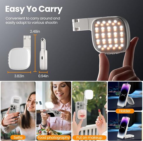 Magnetic Selfie Light, 3 Color Modes, 1000mAh Foldable & Rotatable Fill Light, Compatible with iPhone 11-17 Series, Samsung, MagSafe, White in Saudi Arabia