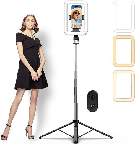 M MYBAT PRO 9" Outdoor Selfie Light - 72" Extendable Tripod Stand with 4-Leg Base, Portable Dimmable LED Lights for Travel/Camping/Riding, Phone Holder & Wireless Remote for YouTube/TikTok/Video in Saudi Arabia