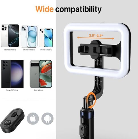 M MYBAT PRO 9" Outdoor Selfie Light - 72" Extendable Tripod Stand with 4-Leg Base, Portable Dimmable LED Lights for Travel/Camping/Riding, Phone Holder & Wireless Remote for YouTube/TikTok/Video in Saudi Arabia