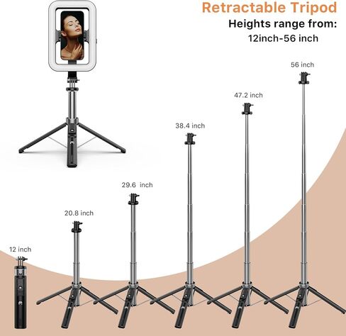 M MYBAT PRO 9" Outdoor Selfie Light - 72" Extendable Tripod Stand with 4-Leg Base, Portable Dimmable LED Lights for Travel/Camping/Riding, Phone Holder & Wireless Remote for YouTube/TikTok/Video in Saudi Arabia