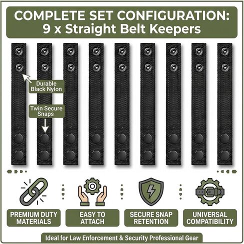 9 Pack Duty Belt Keepers, 1" Nylon Double Snap Belt Holders for 2.25" Tactical Belts in Saudi Arabia