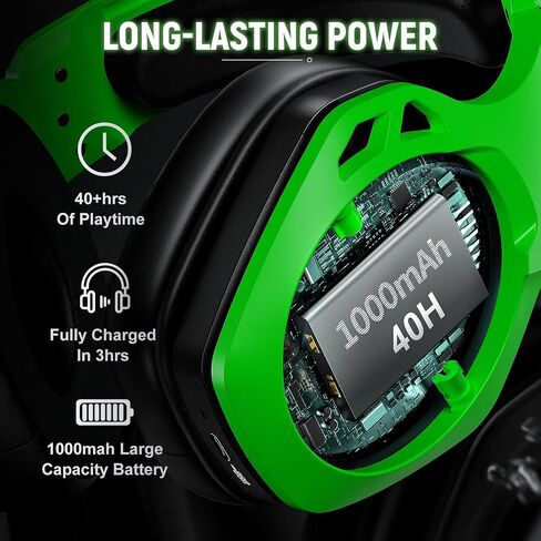 Tatybo Wireless Gaming Headset for PC, 40H Battery 7.1 Surround, USB-C | Compatible with PS5/PS4/Switch/Mac/Mobile. 360° adjustable noise-canceling mic. Low latency ideal for FPS, Battle Royale, RPG in Saudi Arabia