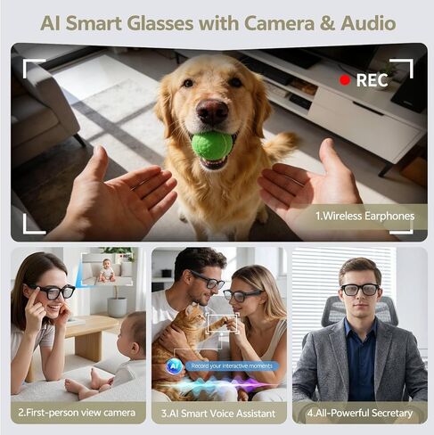 AI Smart Glasses with 13MP Camera, Bluetooth Audio, Voice Control and Real-Time Translation, Open-Ear Smart Eyewear for Travel, Work and Daily Use in Saudi Arabia