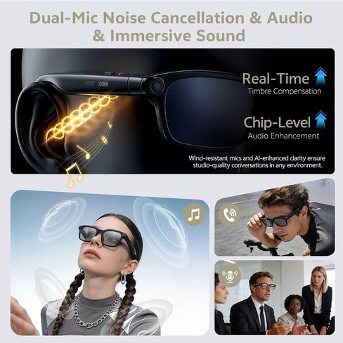 AI Smart Glasses with 13MP Camera, Bluetooth Audio, Voice Control and Real-Time Translation, Open-Ear Smart Eyewear for Travel, Work and Daily Use in Saudi Arabia