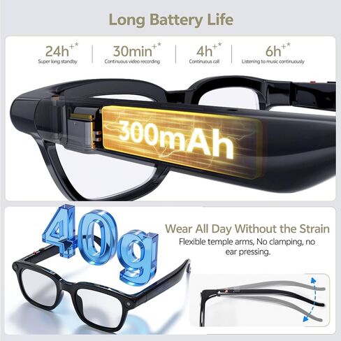 AI Smart Glasses with 13MP Camera, Bluetooth Audio, Voice Control and Real-Time Translation, Open-Ear Smart Eyewear for Travel, Work and Daily Use in Saudi Arabia