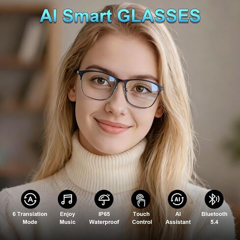 Smart Bluetooth Glasses Translator - 164 Languages, Travel & Business | Real-Time Translation, Photochromic Lenses, Open-Ear Audio, Hands-Free Controls, All-Day Comfort, Works with Android iOS in Saudi Arabia
