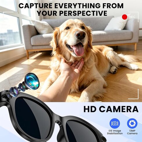 Mingtawn AI Smart Glasses – Polarized Sunglasses, 290mAh Battery, Bluetooth Calling, HD Camera with Video Recording, Dual Mic, Real-Time Translation & Object Recognition – for Travel & Meetings（Black） in Saudi Arabia